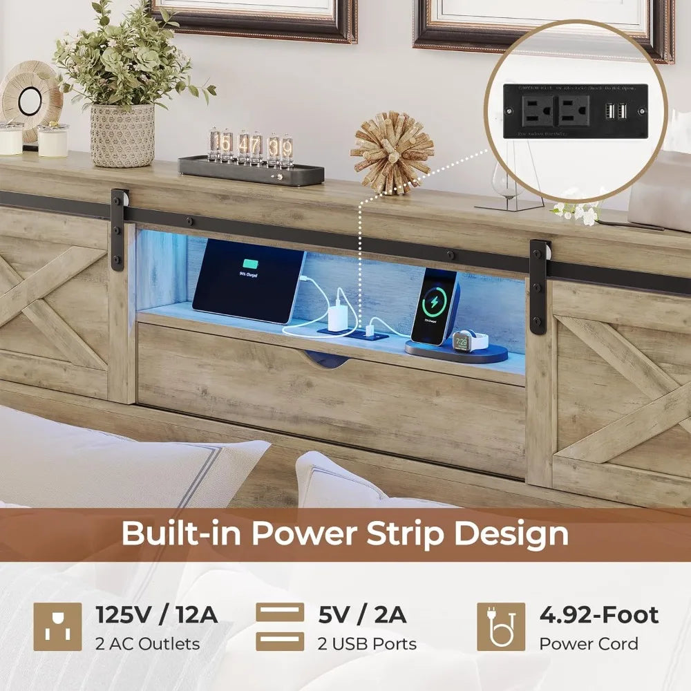 California King Bed Frame with Storage Headboard