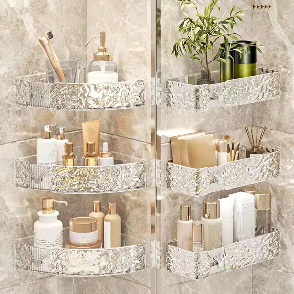 Bathroom Wall-Mounted Storage Shelf, No Drilling