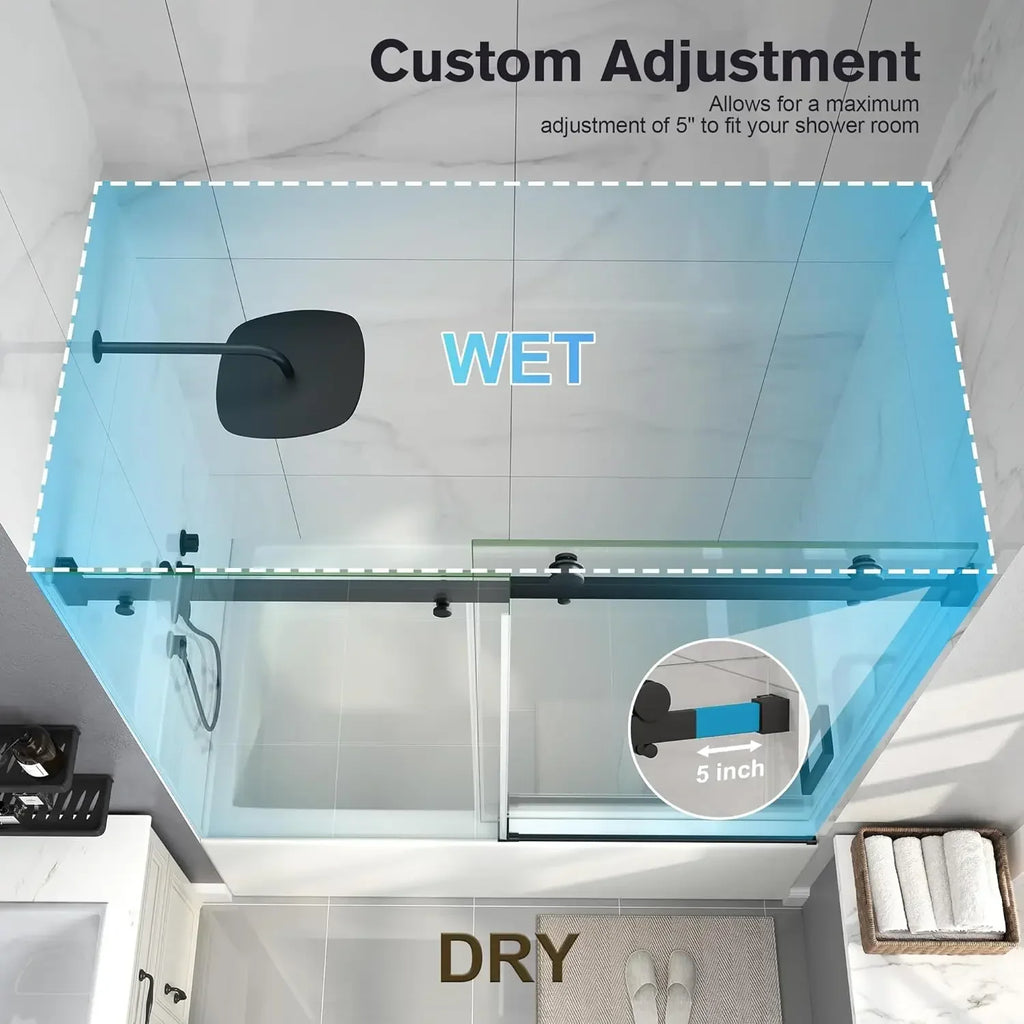 Frameless Bathtub Sliding Shower Door - 60" W