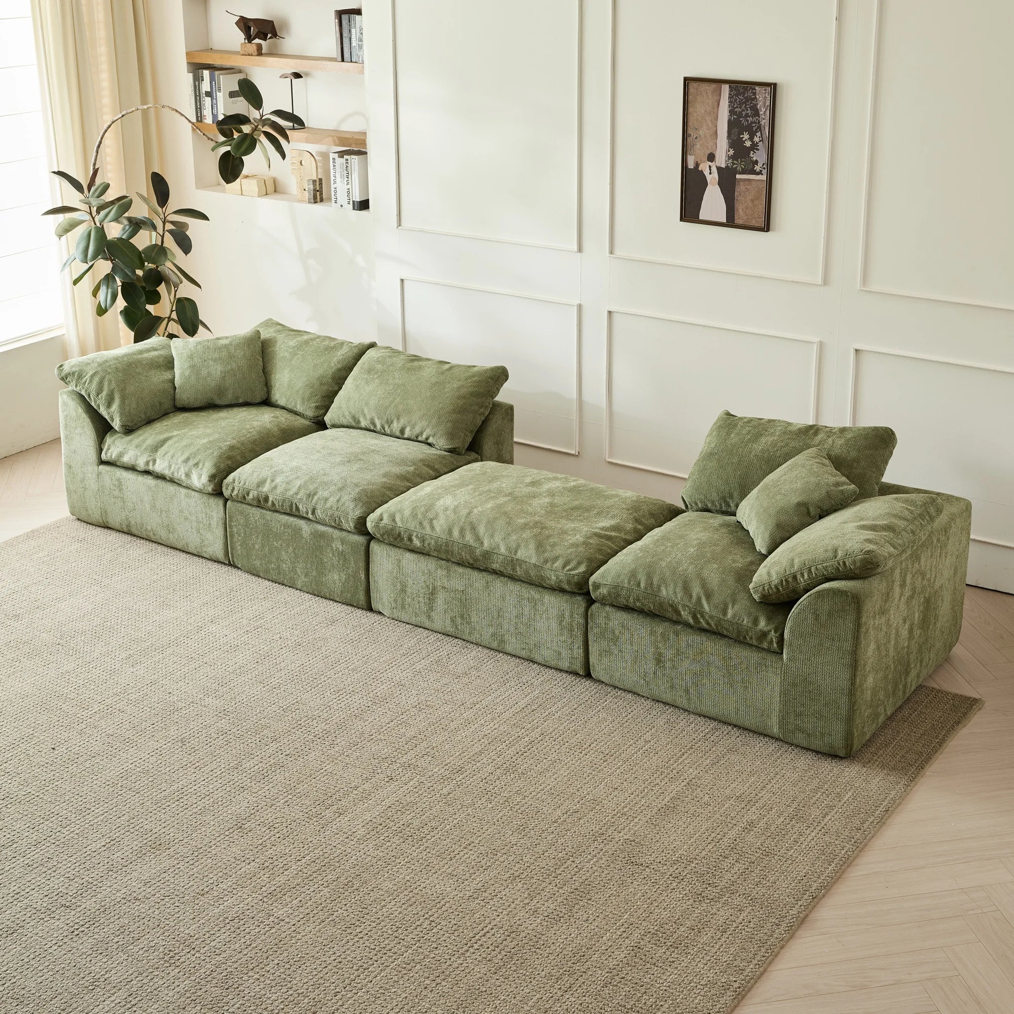 109"  L-Shaped 3-Seater  Sectional with Ottoman