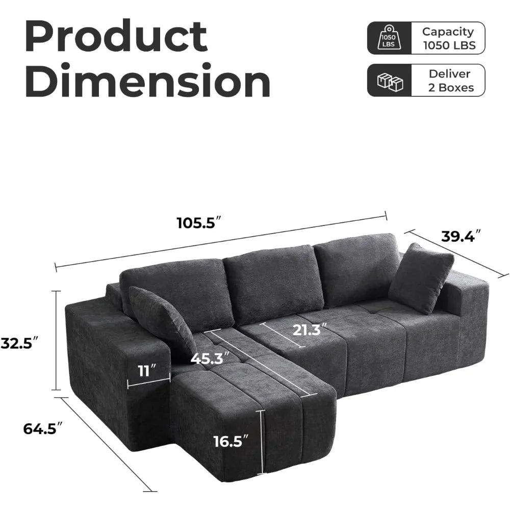 105" Modular Sectional Couch With Chaise