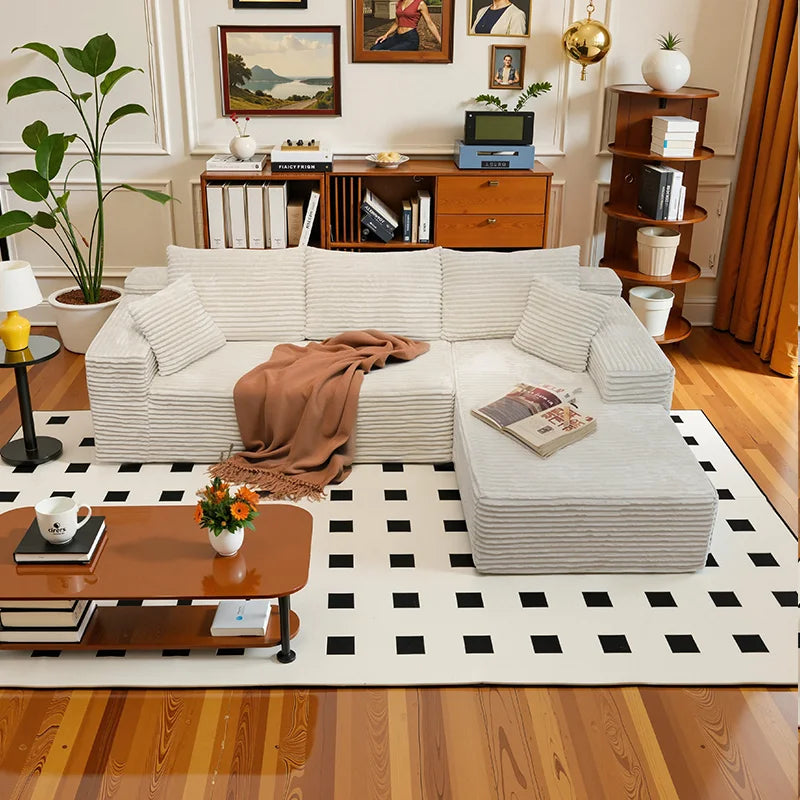 105Inch L-Shaped Sofa  Bed Convertible Corduroy