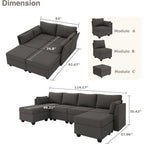 Convertible Sofa With Storage, Dark Grey