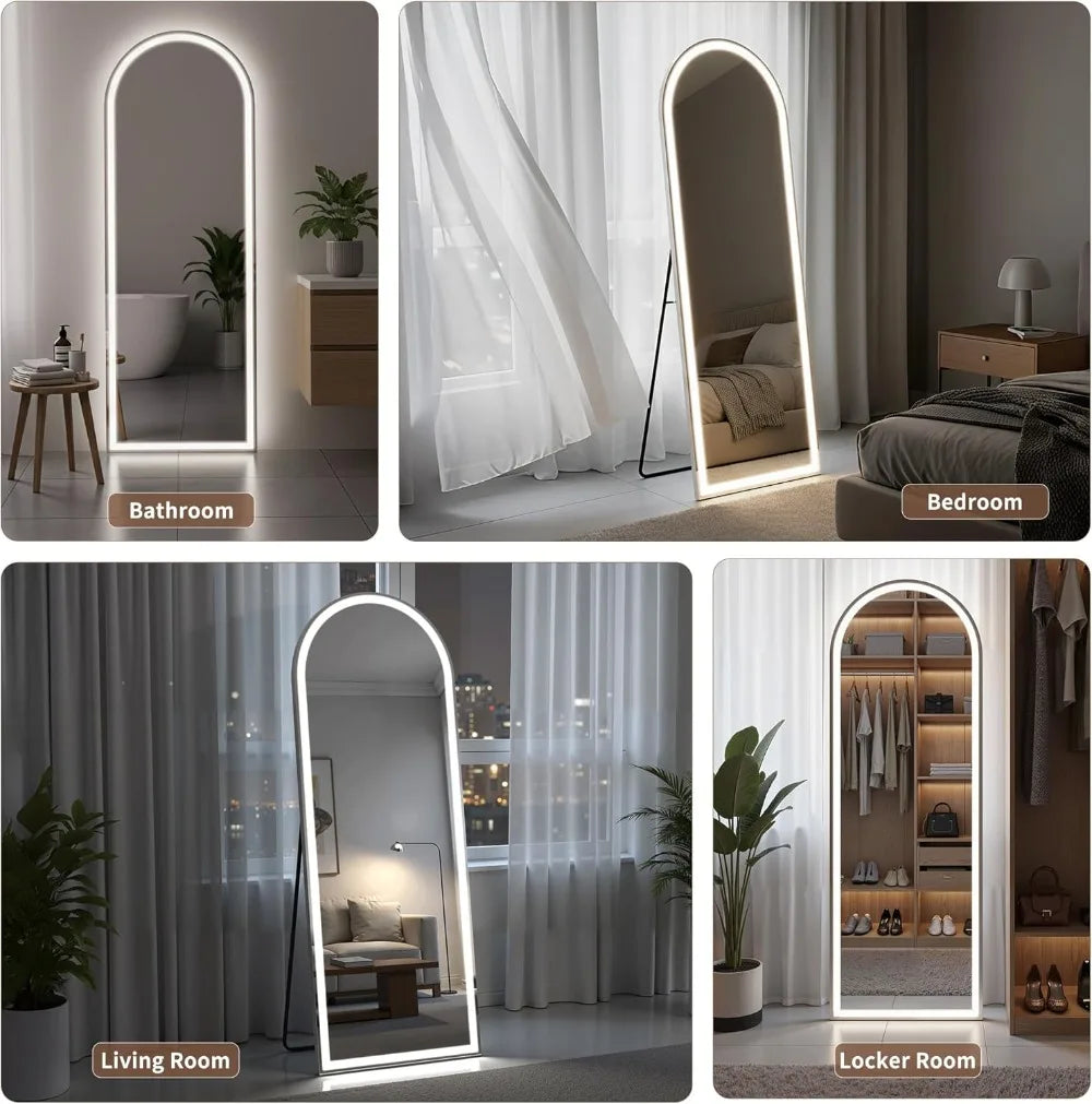 60" LED Floor Mirror with Dimmable Lights