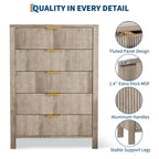 5-Drawer Modern Tall Oak Dresser