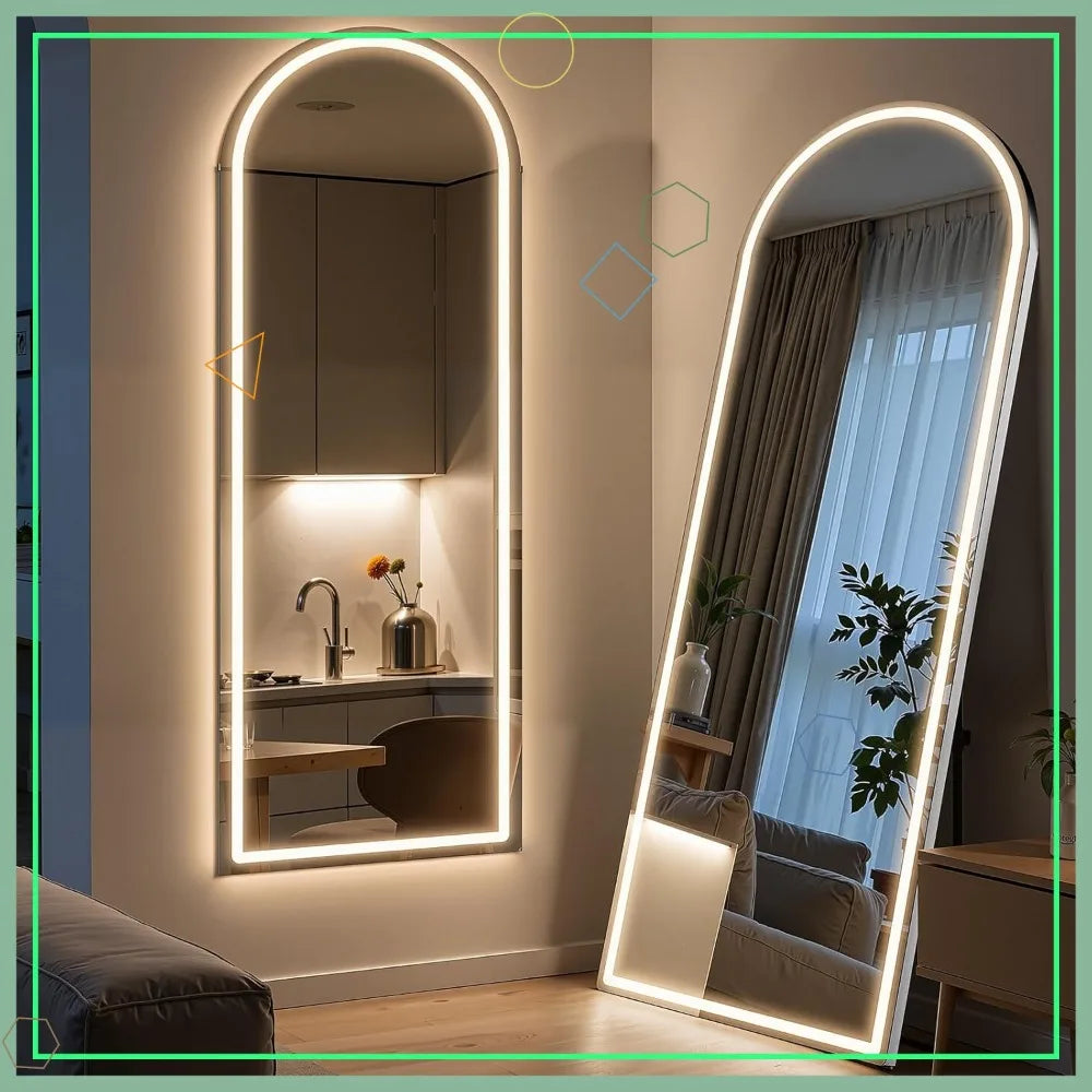 60" LED Floor Mirror with Dimmable Lights