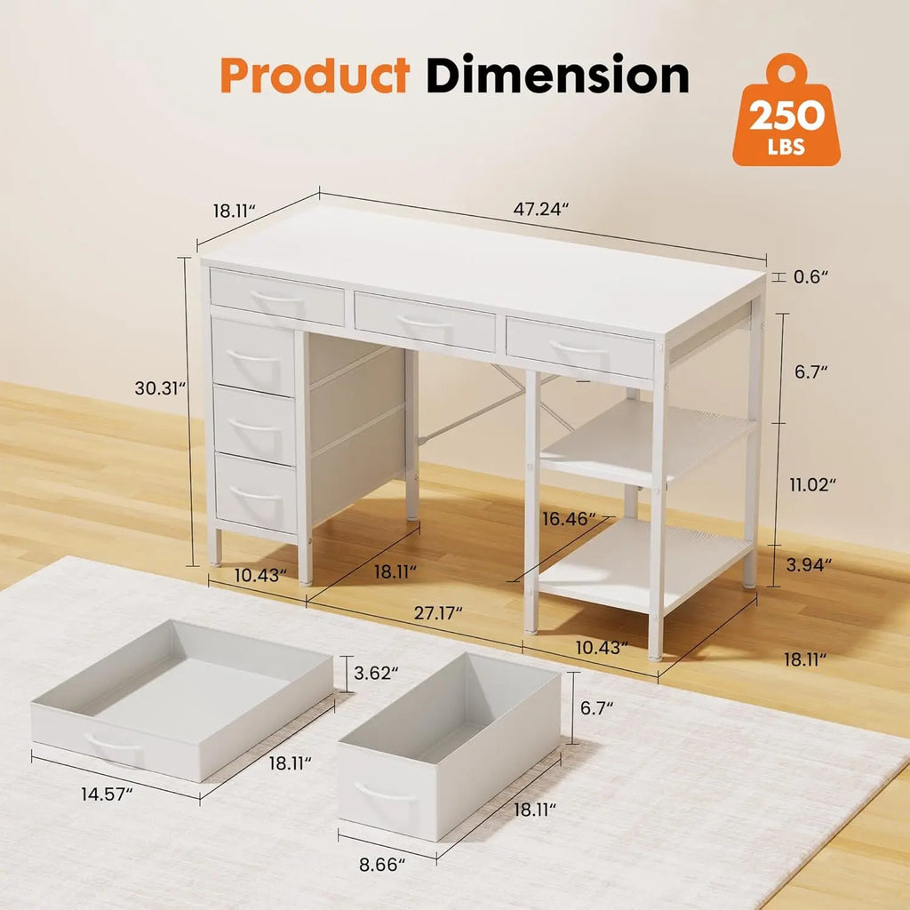47-Inch Computer Desk with 6 Drawers