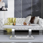 47" Rectangular  White Faux Marble Coffee Table