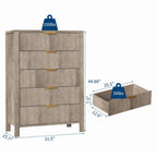 5-Drawer Modern Tall Oak Dresser