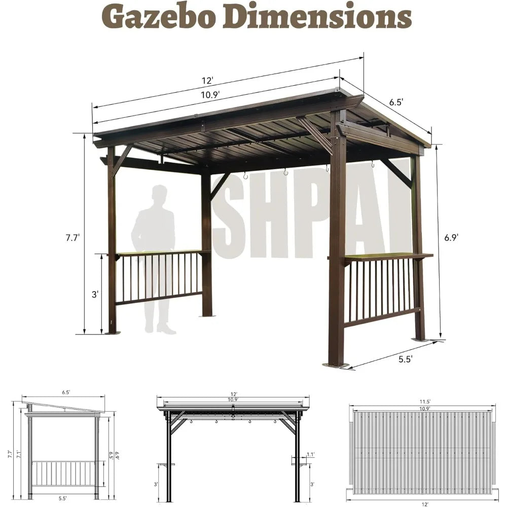 6.5x12FT Hardtop All-Weather Gazebo