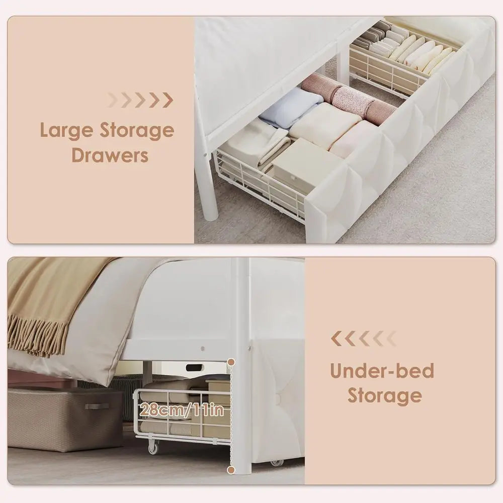 Upholstered LED Canopy Bed Frame