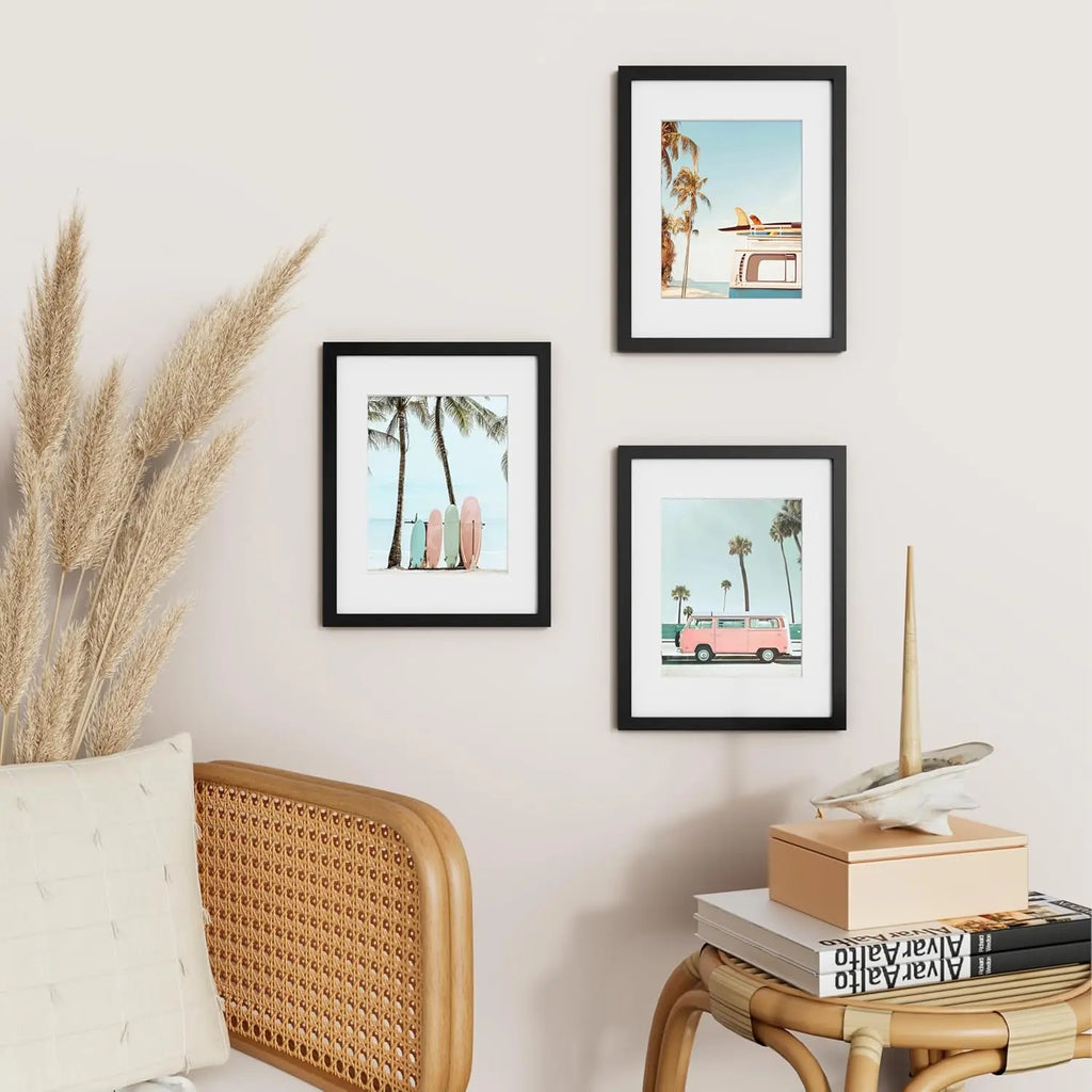 Black Picture Frame with Mat For 8x10 Photos