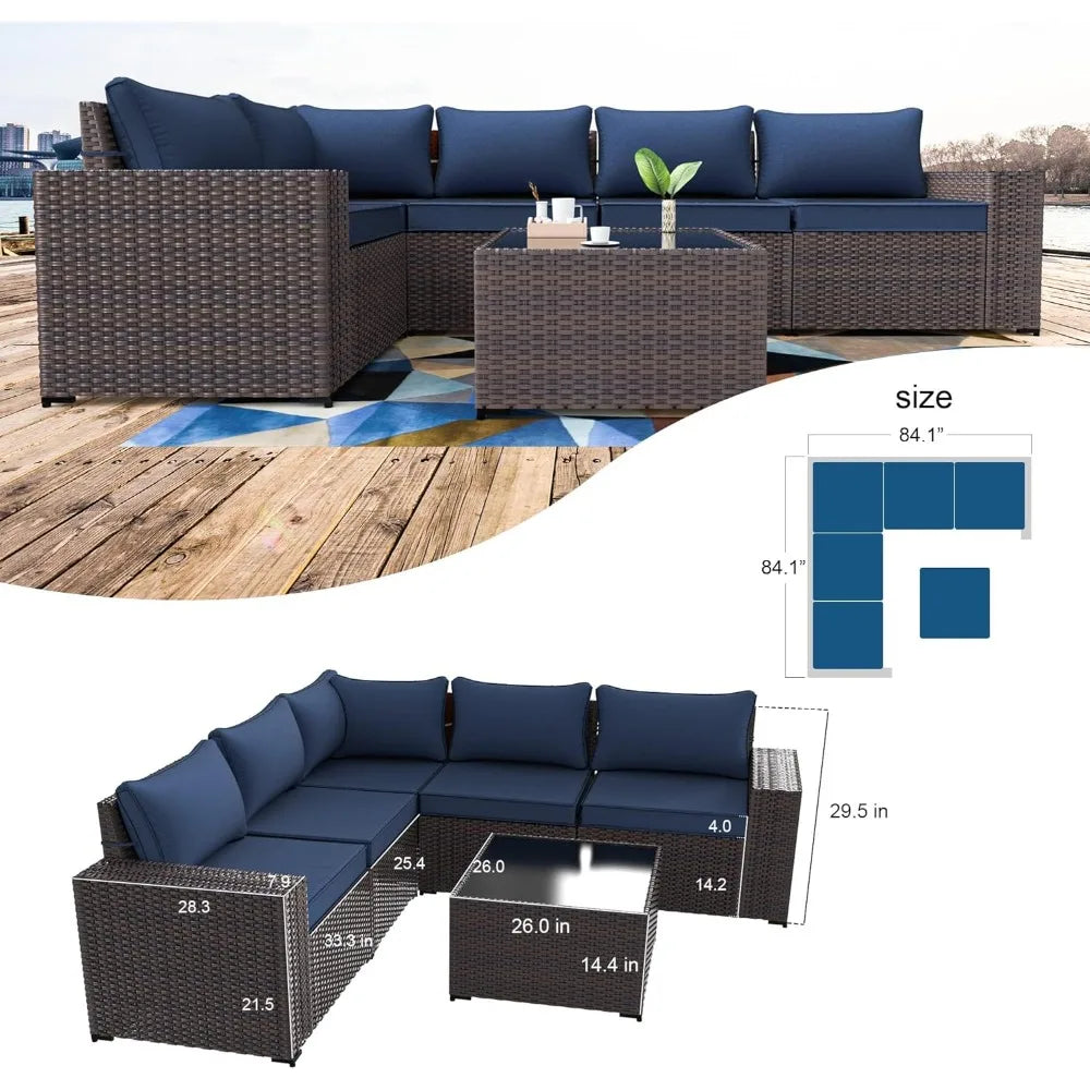 6 PC  Wicker Rattan Patio Furniture Set