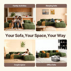 113"  L-Shaped Modular Sectional Sofa And Ottoman