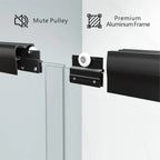 56-60" W x 72" H Semi-Frameless Sliding Shower Door Matte Black