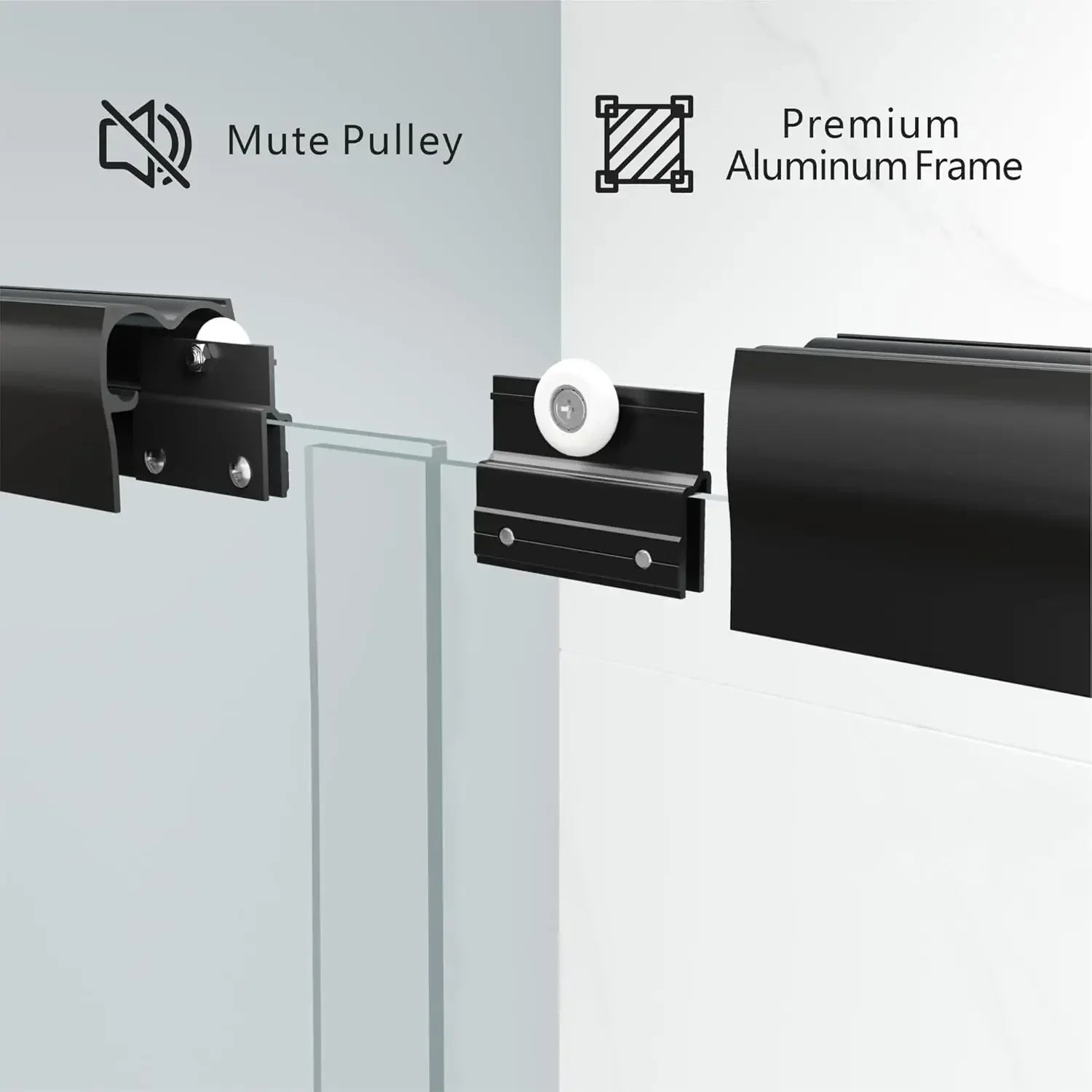 56-60" W x 72" H Semi-Frameless Sliding Shower Door Matte Black