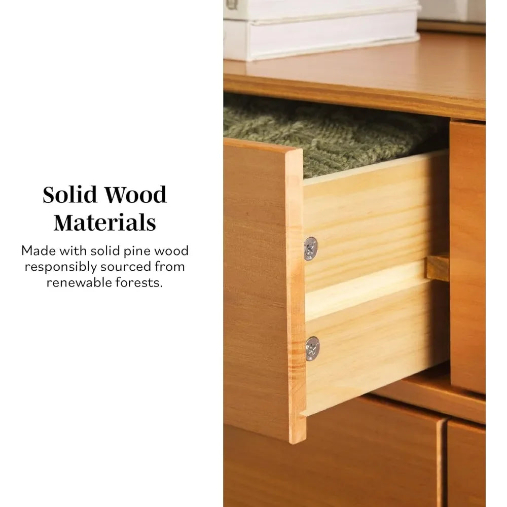 6-Drawer Caramel Solid Wood Dresser