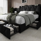 Full Size Bed Frame with Storage Drawers