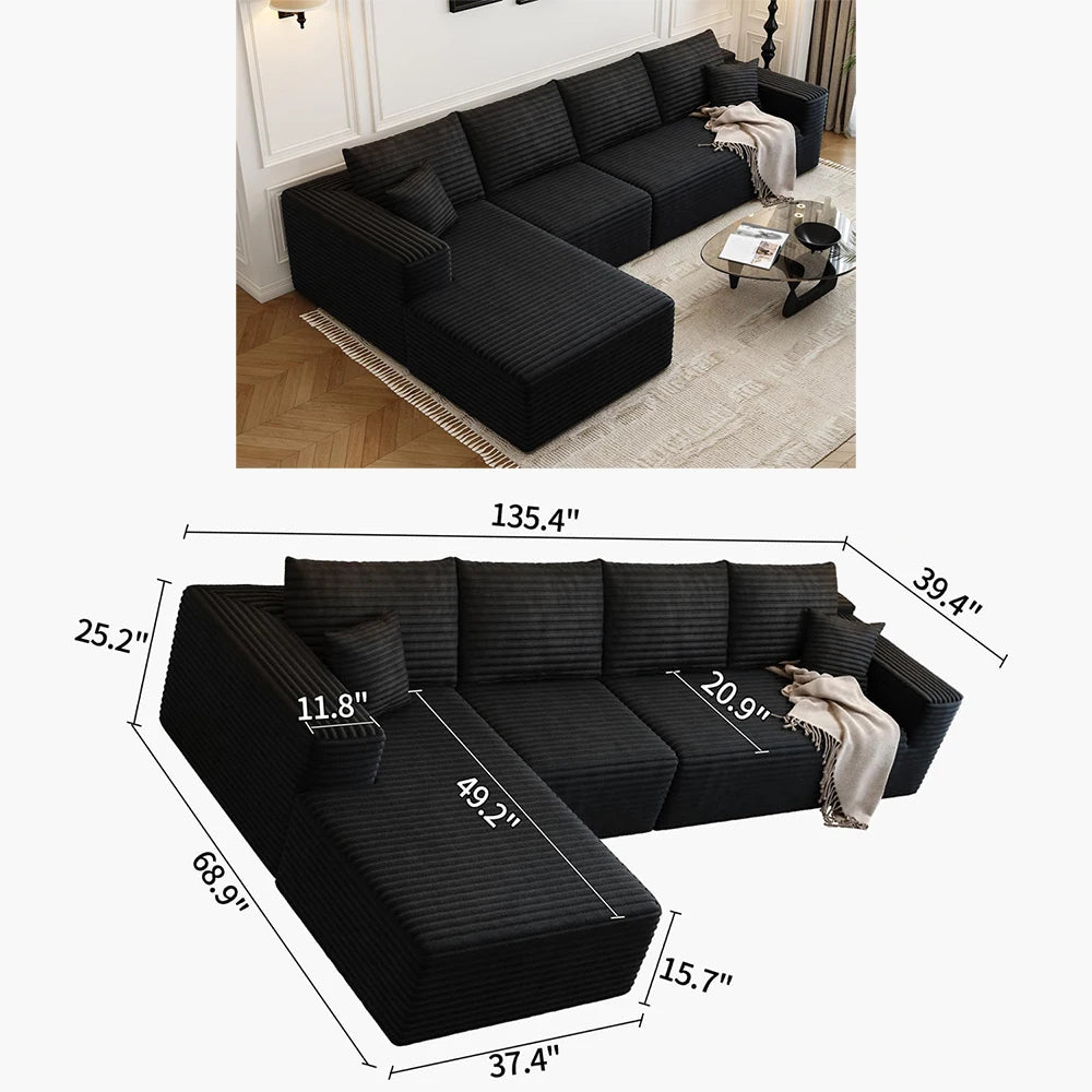 Corduroy Sectional Sofa, Modular Recliner