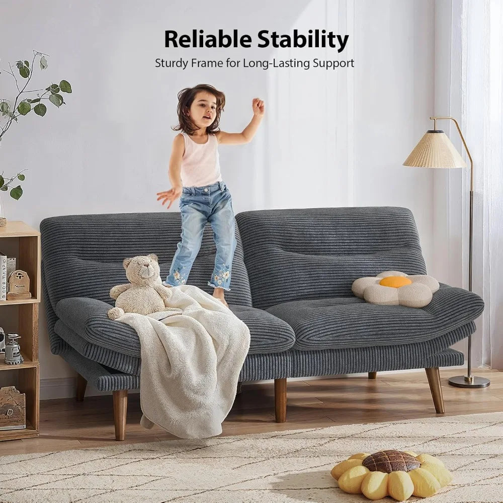 66 Inch Convertible Corduroy Futon Sofa Bed