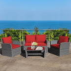 4PC Rattan Patio Furniture Set W/Storage