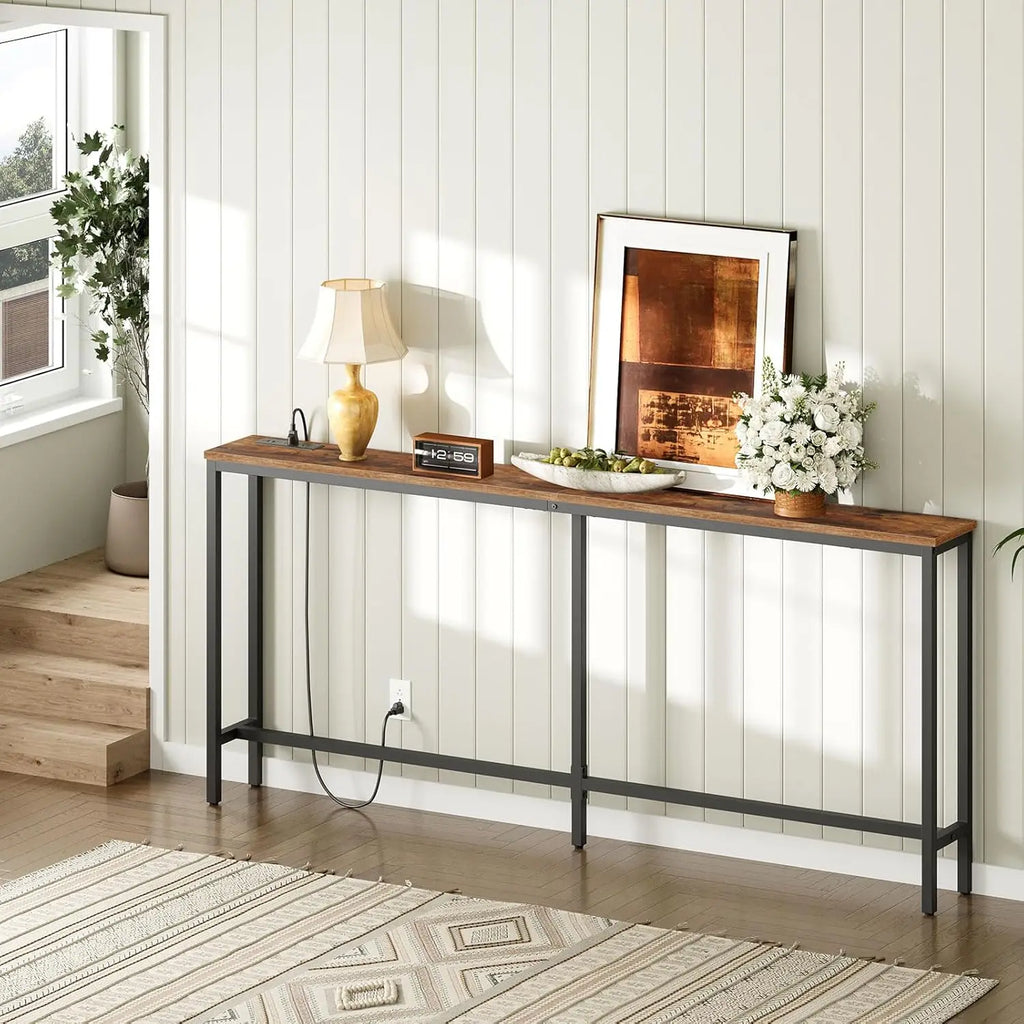 70.9'' Narrow Console Table with Outlet & USB Ports