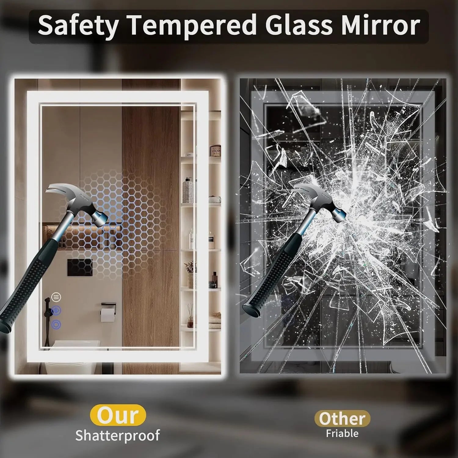 24"x32" LED Bathroom Mirror with Dimmable Lights