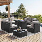 Wicker Rattan Patio Furniture Set With Fire Pit