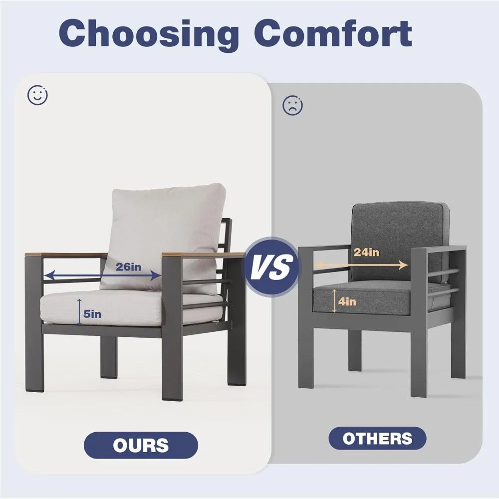 Aluminum Patio Furniture Set,7 Seats & Coffee Table