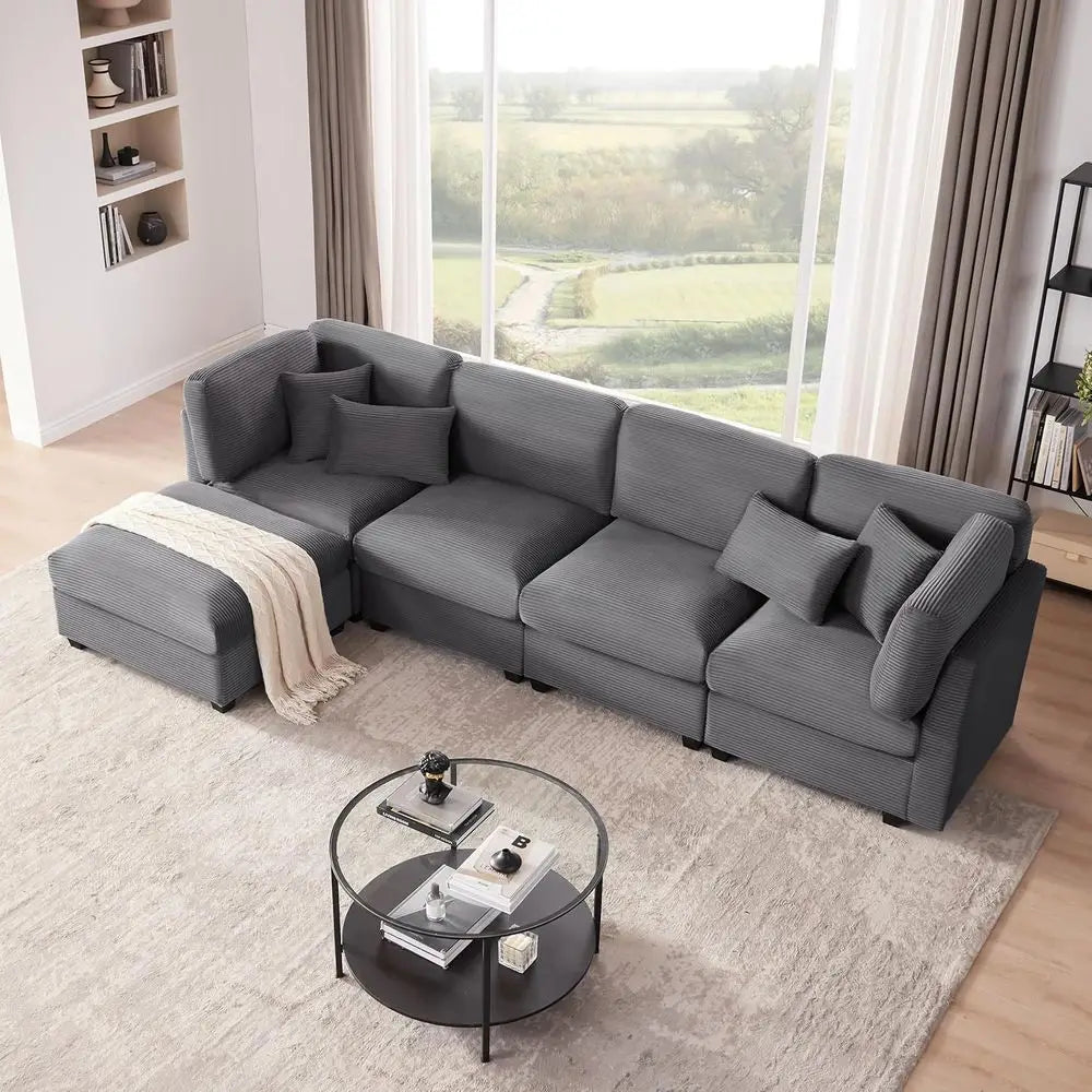 Oversized Corduroy Sofa with Memory Foam