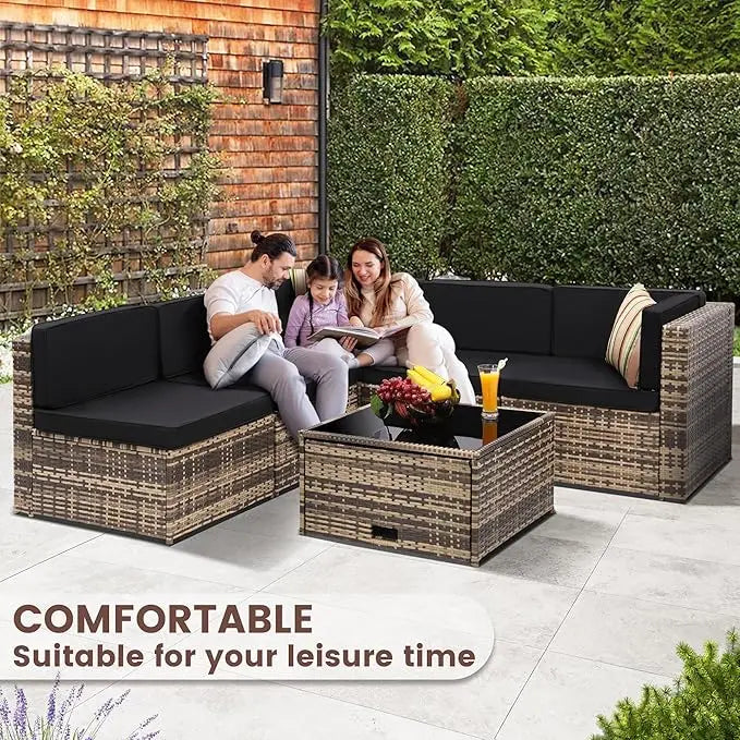 8 Pc Wicker Rattan Patio Furniture Set