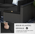 8 Pc wicker Patio Set w/ 44" Propane Fire Pit Table