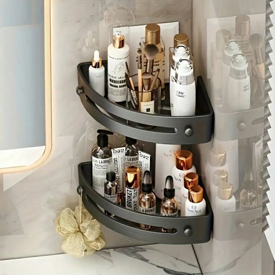2Pc Wall Mounted Corner Rack: No-Drill