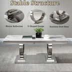 47" Rectangular  White Faux Marble Coffee Table