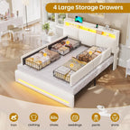 Full Size Bed Frame with Storage Headboard