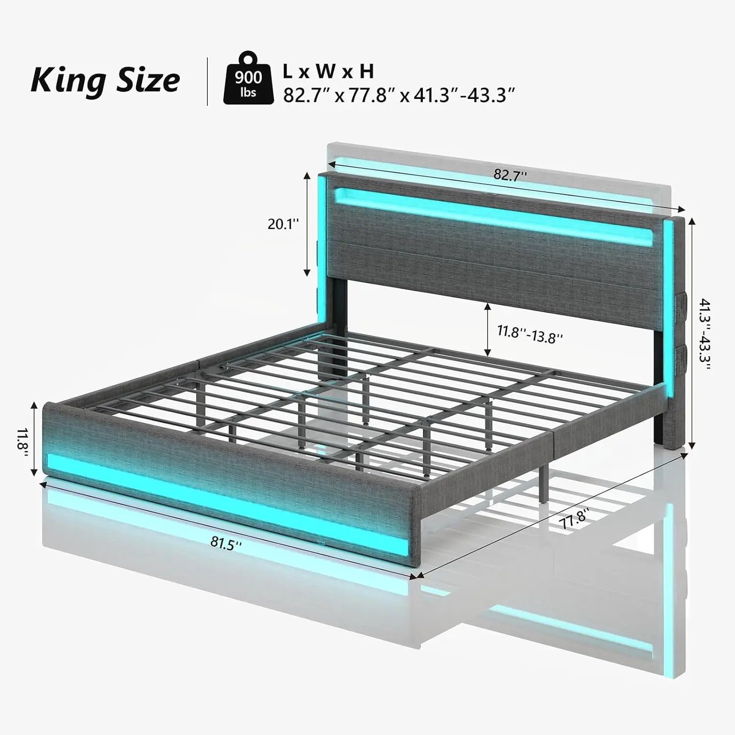 King Size LED Platform Bed