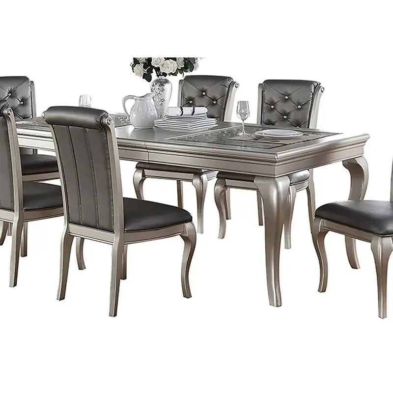 7pc Rect. Glass Dining Table Set