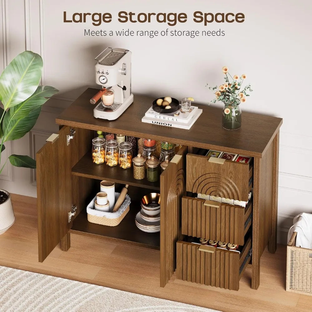 Modern Fluted Buffet Cabinet with Storage