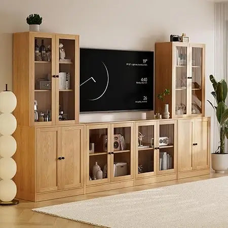 4-Piece Large TV Stand with Bookshelves