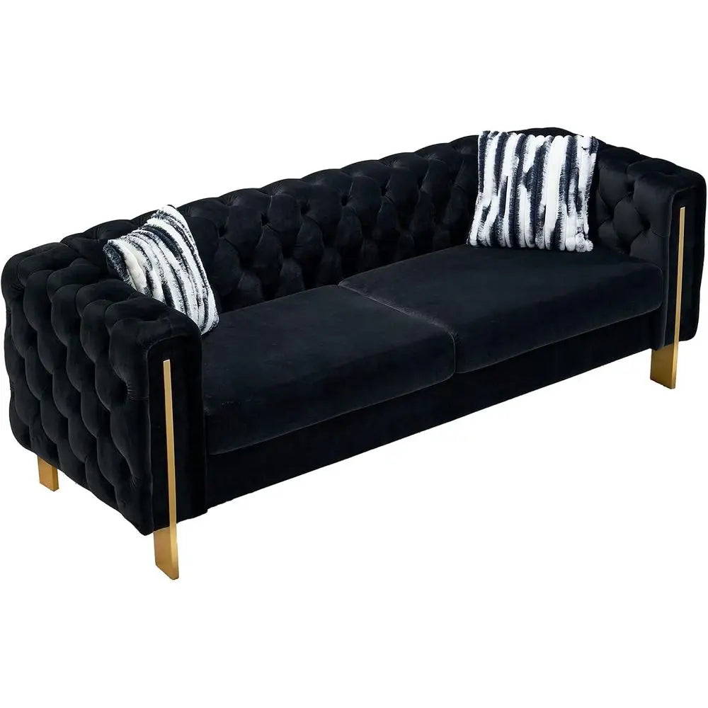 84-Inch High-Arm Upholstered Sofa, Black