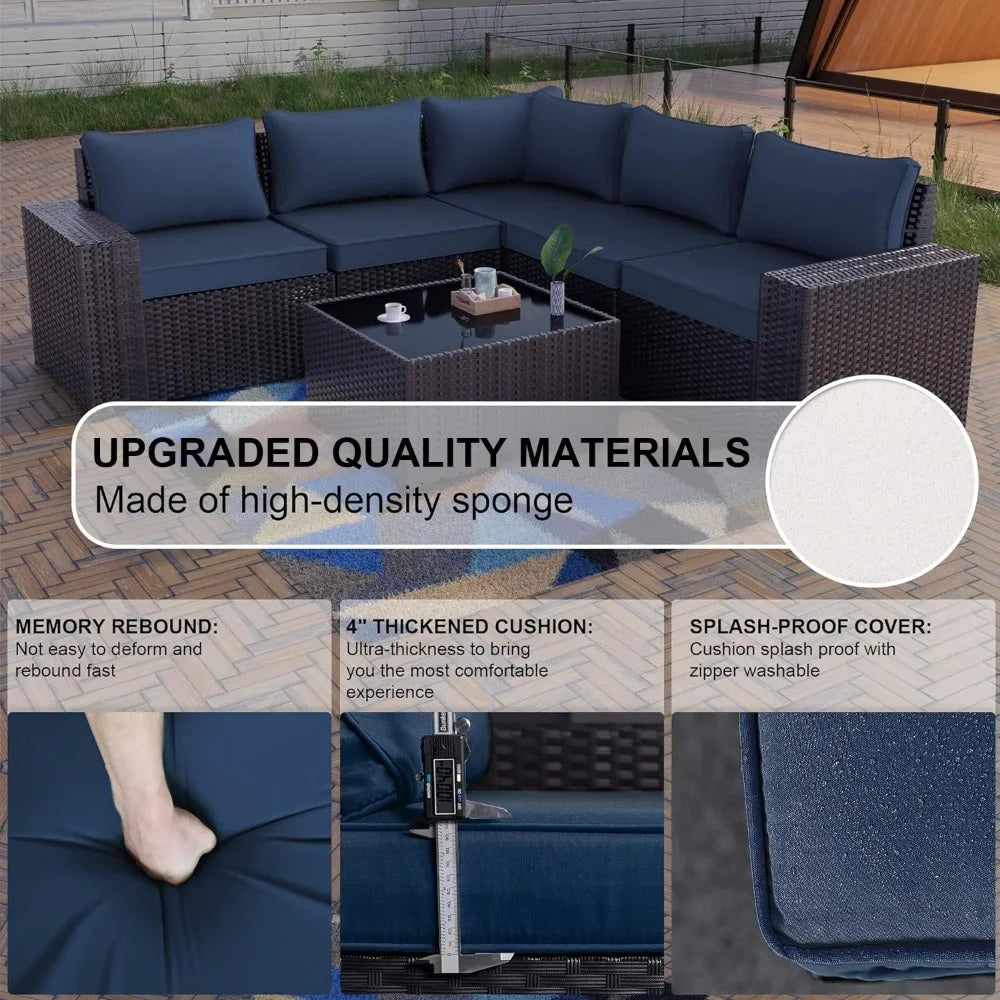 6 PC  Wicker Rattan Patio Furniture Set