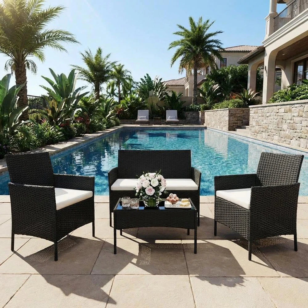 4-Piece Rattan Patio Set