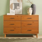 6-Drawer Caramel Solid Wood Dresser
