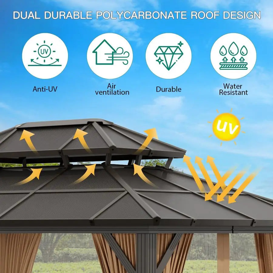 10X12 ft Hardtop Polycarbonate Gazebo