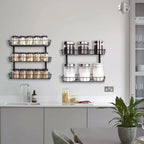 Adjustable Wall Mount Spice Rack, Black