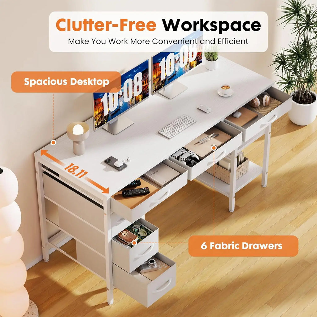 47-Inch Computer Desk with 6 Drawers