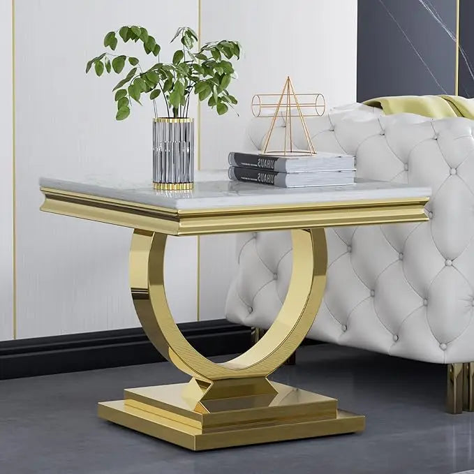 47" Rectangular  White Faux Marble Coffee Table