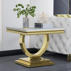 47" Rectangular  White Faux Marble Coffee Table