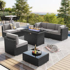 Wicker Rattan Patio Furniture Set With Fire Pit