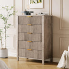 5-Drawer Modern Tall Oak Dresser